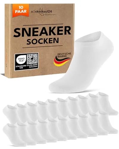 Paar Sneaker Socken Herren Damen Baumwolle Komfortbund ohne Naht 70102T WP (Weiß 47-50) 10