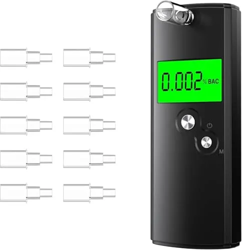 Pohicoo Alkoholtester Polizeigenau, Hochpräziser Promillemessgerät mit Digitalem LCD-Anzeige, Professioneller Alkoholmessgerät, Tragbarer Alkomat für den Heim- und Partygebrauch (Schwarz)