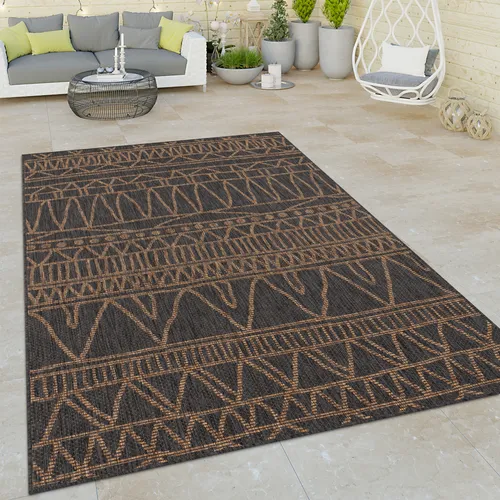 Paco Home Outdoorteppich, Rechteckig, 120x160 cm, strapazierfähig - Bringen Sie mit diesem stilvollen Outdoorteppich im Ethno-Design Farbe auf Ihre Terrasse oder Balkon. Hergestellt aus robustem Polypropylen, ist er pflegeleicht und ideal für stark frequentierte Bereiche. Ideal für den Innen- und Außenbereich!