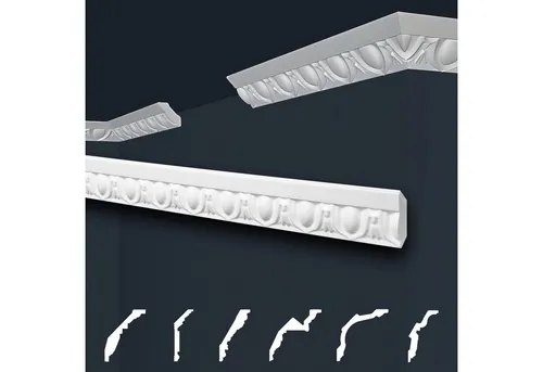 marbet design Stuckleiste B-02, 2 Meter, Deckenleisten Sparpaket aus Styropor EPS - Stuckleisten gemustert, leicht im traditionellen Design - 1 Stück / 2 Meter