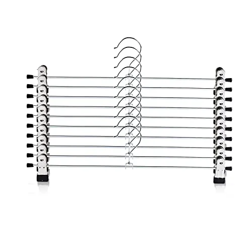 Hosenbügel Metall 40 cm, Rockbügel, Kleiderbügel Hosen Röcke Platzsparend mit 360° Drehbar Haken, 10 Stück, Schwarz