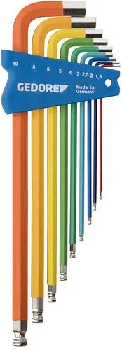 Gedore H 42 CKEL-09 Sechskant Winkelschraubendreher-Set - Sechskant & Innensechskant mit Farbcodierung für einfache Handhabung und Kugelkopf für schwer zugängliche Stellen - ideal für präzises Arbeiten.