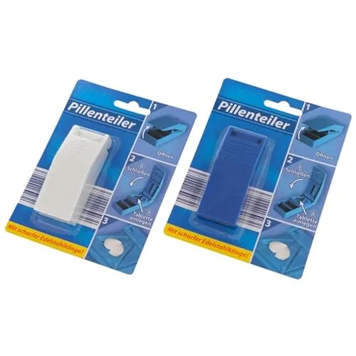 Cui x Pillenteiler Tablettenteiler Pillenzerteiler 8, 5x3x2 cm, blau oder weiß