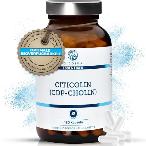 Produktbild QIDOSHA® CDP Cholin (Citicolin) Kapseln – 250mg pro Kapsel, 180 Stück im Apothekerglas