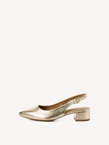 Tamaris Damen Sling Pump mit Blockabsatz, metallic, 40 EU - Elegante Sling-Pumps mit 4 cm Blockabsatz für optimalen Tragekomfort. Hochwertige Materialien sorgen für Langlebigkeit und stilvolles Design – ideal für besondere Anlässe.