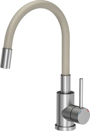 VBChome Inox Spültischarmatur Beige Flexibel 360°drehbar Edelstahl Küche Wasserhahn Küchenarmatur Einhebel Spültischbatterie Spüle Mischbatterie Kalt-warm