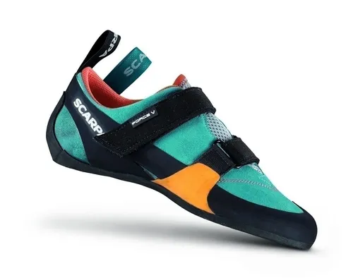 Scarpa FORCE V Damen Kletterschuh - Blau/Orange, 41,5 - Kletterschuhe & -bekleidung mit herausragendem Komfort und exzellenter Kraftübertragung, ideal für alle Klettererinnen, die höchste Ansprüche an Performance stellen.