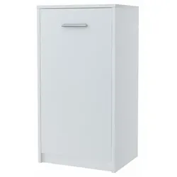 MATKAM Elegante Kommode BODO 1D - Modernes Design in Weiß - Kommode & Sideboard mit kratzfester Oberfläche, ideal für stilvolle Aufbewahrung in jedem Raum. Perfekt verarbeitet mit zwei Regalböden und stabilen Metallscharnieren.