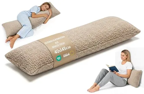 Seitenschläferkissen Bouclé 40 x 145 cm – Ergonomisches Schwangerschaftskissen für optimalen Schlafkomfort - Ergonomisches Seitenschläferkissen für optimale Unterstützung beim Schlafen und Relaxen. Der abnehmbare Bezug ist pflegeleicht und sorgt für maximalen Komfort. Ideal für Schwangere, Stillende und alle, die ein gemütliches Kissen suchen.