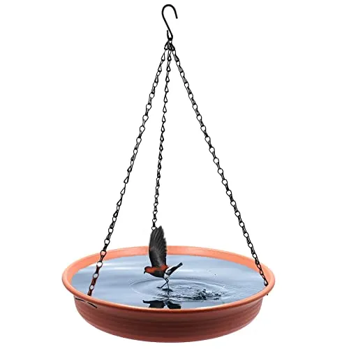 30,5 cm hängende Vogeltränke, hängende Vogelfutterstation Vogeltränke Tablett mit Haken und Kette für Outdoor Garten Hof Terrasse
