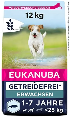 EUKANUBA Adult Small&Medium Grain Free 12kg - Überraschung für den Hund - Hundefutter für kleine und mittlere Rassen, allergenarm und mit besonderen Zutaten für eine gesunde Ernährung.