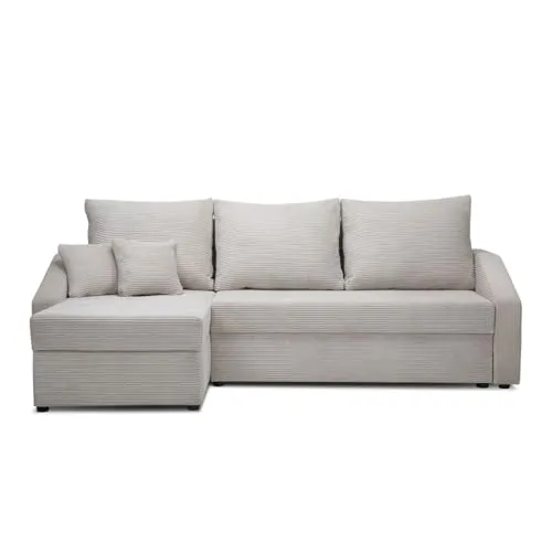 VitaliSpa L-Form Ecksofa Beige 224 x 144 cm - Sofas & Couches mit Stauraum und Schlaffunktion, ideal für kleine Wohnungen und Gästeübernachtungen. Stylisches Design trifft auf praktische Nutzung.