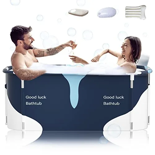 Kiseely 140cm tragbare faltbare Badewanne mit Metallrahmen
