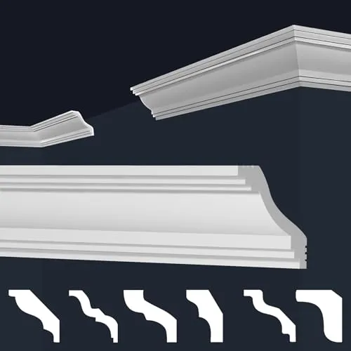 marbet design Stuckleiste E-40, 50 Meter - Elegante Deckenleisten aus XPS Styropor - Deckenleisten aus extrudiertem Polystyrol (XPS), leicht zu montieren und ideal für zeitlose Eleganz in jedem Raum. Perfekte Anpassung an verschiedene Einrichtungsstile.