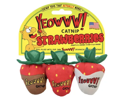 Yeowww! Tierkuscheltier Katzenspielzeug Erdbeere 3er Pack