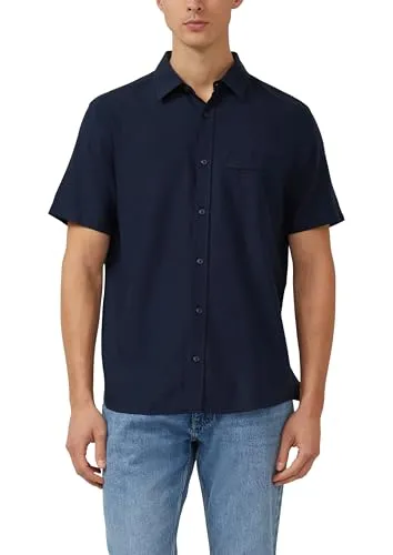 s.Oliver Herren Shirt 2179169 Blue M - Stylisches Kurzarmhemd mit Kentkragen und Brusttasche. Ideal für den Alltag, überzeugt durch bequemen Regular Fit und klassische Knopfleiste.