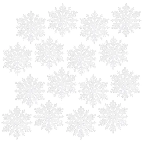 16x Christbaumschmuck mit Glitzereffekt - Weihnachtsdeko Schneeflocke