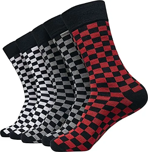 Urban Classics Check Socks 5-Pack Unisex Socken grau/weiß/rot EU 39-42