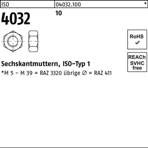 100er PACK(Stk) BUFAB 004032100009040000 Sechskantmutter ISO 4032 M 4 10