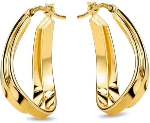 Miore Paar Creolen MAR008SE - 925 Sterling Silber 18Kt vergoldet 20mm Durchmesser, Damenohrringe mit 4mm Breite