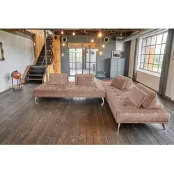 KAWOLA WIOLO Ecksofa Velvet Taupe in schwarz von KAWOLA