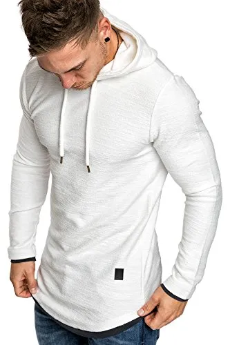 Amaci&Sons Herren 2in1 Oversize Kapuzenpullover Hoodie Sweater Sweatjacke Pullover Sweatshirt 4014 Weiß XXL