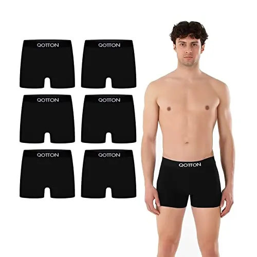 Qotton® Männer Unterhosen 6er Pack Boxershorts Herren, Perfekte Passform (6xSchwarz, M) - Hochwertige Boxershorts aus 95% Baumwolle für optimalen Tragekomfort. Atmungsaktives Material sorgt für ein angenehmes Hautgefühl. Ideal für den täglichen Einsatz und mit perfekter Passform für Bewegungsfreiheit. Pflegeleicht und langlebig.