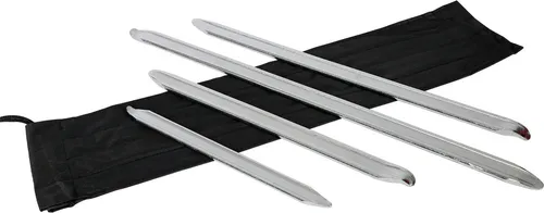 Wiltec Reifen Montiereisen Set 4-teilig, 300-600 mm, mit Montierhebel aus verchromtem Stahl mit Rolltasche, Montierhebel zum Reifenwechsel, Reifenmontage