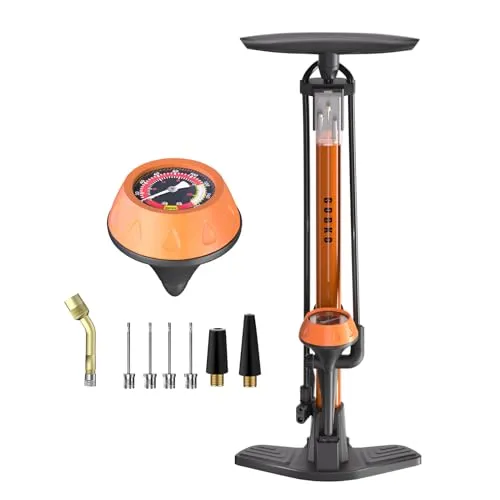 GOBKO Fahrradpumpe Luftpumpe Fahrrad Französische Ventile mit Manometer, Luftpumpe für Rennrad MTB Sportballpumpe Hochdruck 160 Psi und 11 Bar
