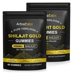 Himalaya Shilajit Gold Gummies - 3000mg Fulvosäure, Vegan, 2x 60 Stück - Himalaya Shilajit Gold Gummies bieten eine köstliche Möglichkeit, die Kraft von Shilajit für Energie und Fokus zu nutzen. Ideal für eine einfache, tägliche Einnahme – nur 1–2 Gummies täglich für eine unkomplizierte Routine.