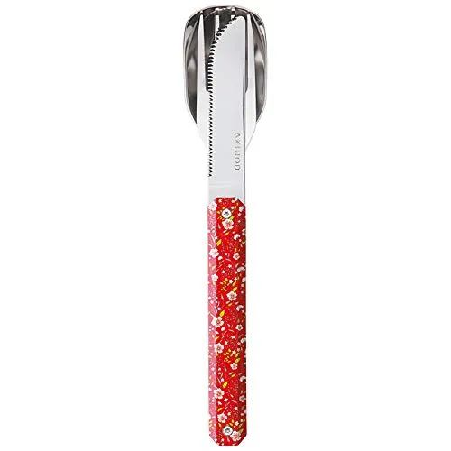 Akinod Feststehendes Besteck Set 12H34 Helianthemum Rot - Kompaktes und elegantes Edelstahl Reisebesteck, ideal für nomadische Mahlzeiten und langlebig für den täglichen Einsatz.