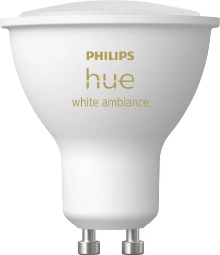 Philips Hue LED Leuchtmittel White Ambiance GU10 Reflektor 4,3 W - LED-Lampe mit GU10 Fassung, schafft warm- bis kaltweißes Licht, sofort dimmbar via Bluetooth oder App. Ideal für stimmungsvolles Licht in jedem Raum.