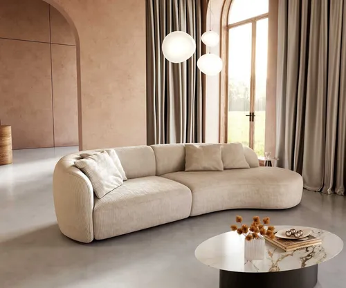 DELIFE Sofa Mairi 330x160 cm Cord Beige - Erlebe Luxus und Komfort mit dem Big-Sofa Mairi. Die hochwertige Nosagfederung sorgt für besten Sitzkomfort. Ein stilvolles Highlight für dein Wohnzimmer – ideal für entspannte Stunden!
