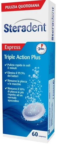 Triple Action Plus Steradent 60 Tabletten von RECKITT BENCKISER H.(IT.) SpA