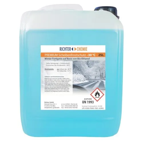 Richter Chemie | 25 Liter Premium Scheibenfrostschutz | -30°C Wischwasser Fertigmix Auto Scheibenwaschanlage 1 x 25LKanister