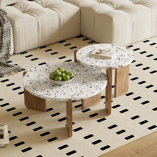 Odikalo Couchtisch Beistelltisch Set – Moderner 2er-Set für Wohnzimmer und Balkon