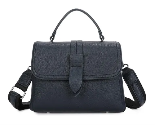 ITALYSHOP24 Schultertasche DAMEN TASCHE MINI Shopper Bodybag Umhängetasche Clutch Crossover klein (Spar-Set:Tasche mit Gurt, silber Details, 2-tlg., mit Henkel & Schultergurt), Crossbag Messenger Handy Smartphone Freizeit Abend Damentasche Reise