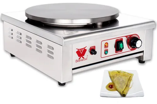 Beeketal Gastro Crepesplatte Crepesmaker - Crêpes-Maker mit 400 mm Grillplatte und stufenloser Temperatureinstellung von 50-300°C für perfekte Crêpes in kürzester Zeit.
