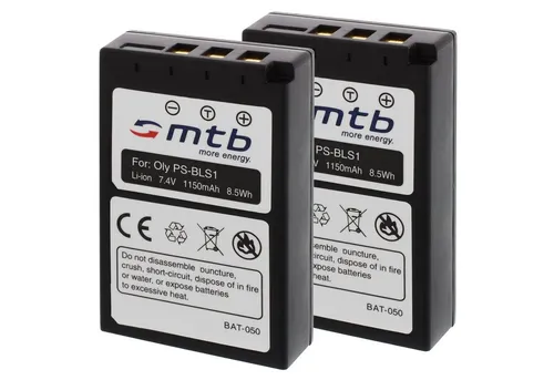 mtb more energy 2x BLS-1 kompatibler Akku für Olympus Digitalkameras Kamera-Akku kompatibel mit Akku-Typ Olympus BLS-1 1150 mAh (7,4 V)