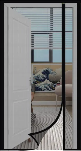 Magnet-Fliegengitter Balkontür 80x210 cm Insektenschutz Gitter Glasfaser Schwarz