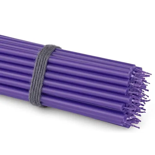 NKlaus 50x Stabkerzen Violett 16 cm Dünne Paraffinkerzen rußfrei & tropffrei Lange Brenndauer Lila Kerzen für Feier, Dekoration & Kirche 36113