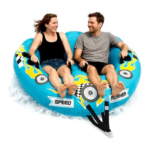 SereneLife Aufblasbares Schlauchboot- 2/3 Personen, Towable Tube für Wassersport, Ziehschlauchboot aus PVC, Für Seen & Flüsse, Einfach Aufzupumpen & Transportieren, Wassersport Tube für Bootfahren