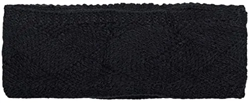 styleBREAKER Damen Strick Stirnband einfarbig mit Rauten Muster, Thermo Fleece Futter, Winter Headband Uni 04026062, Farbe:Schwarz
