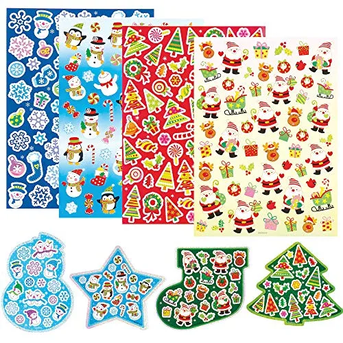 Baker Ross Weihnachts-Aufkleber Sparpackung für Kunsthandwerk und Kunstprojekte für Kinder, Karten, Geschenkanhänger, Partytüten und Dekorationen (280 Stück)