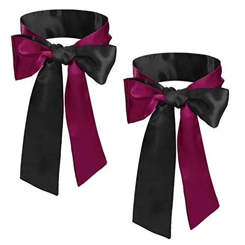 Satin Augenbinde 150 cm Lang in Schwarz und Rot Augenmaske Schlafmaske Schlafbrille Samtig Weich Spielzeugs Weihnachten Cosplay Kostüm 2 Packung Spiel für Paare