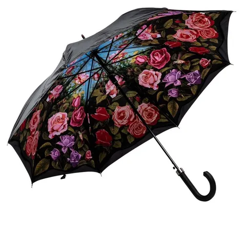 Luckyweather not just any other day Stockregenschirm Regenschirm ROSENGARTEN Automatik Double Layer