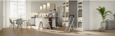 Hailo Klapptritt StandardLine K75 - 2 Stufen, 115 cm - Leitern - Sicherer Stand mit Haltebügel und extra breiten, rutschfesten Stufen für maximale Stabilität bis 150 kg. Ideal für Haushalt und Garten.