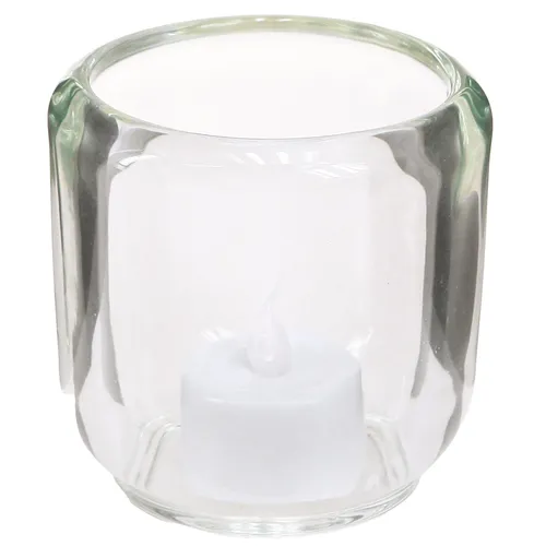 Glas Teelichthalter Retro Vintage 6er Set - Dekoration im retro Stil, ideal für winterliche Anlässe, aus klarem Glas und perfekt für stimmungsvolle Beleuchtung