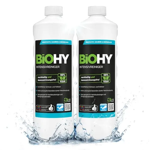 BiOHY Intensivreiniger Universal (2 x 1 Liter) - Allzweckreiniger, hocheffektiv und nachhaltig, ideal für Hochdruckreiniger und Fugenreinigung, dringt tief ein und entfernt selbst hartnäckige Verschmutzungen schnell.