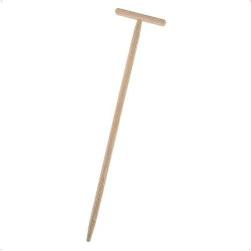 Rekord T-Stiel für Rasenkantenstecher aus Buchenholz, Länge: 90 cm, breiter Griff (20 cm), unlackiert, für Guten Halt & kraftvolles Arbeiten, Holzstiel, Buchenstiel, Ersatzstiel